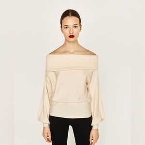 Zara cream off the shoulder sweater